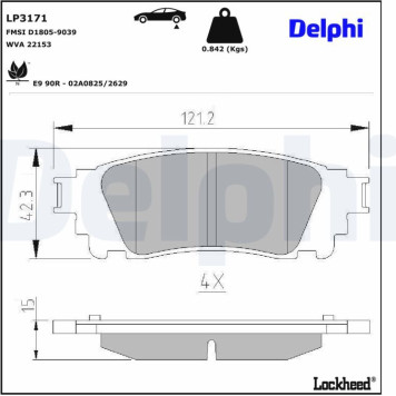 Delphi LP3171 Bremsbelagsatz, Scheibenbremse Delphi LP3171 Bremsbelagsatz, Scheibenbremse