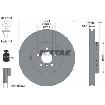 Textar 92266125 Bremsscheibe PRO+