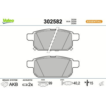 Valeo 302582 Bremsbelagsatz, Scheibenbremse ESSENTIAL