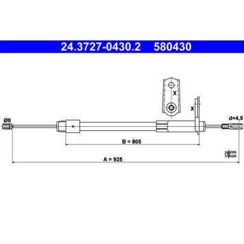 2x ATE 24.3727-0430.2 Seilzug, Feststellbremse 2 x 2x ATE 24.3727-0430.2 Seilzug, Feststellbremse 2 x