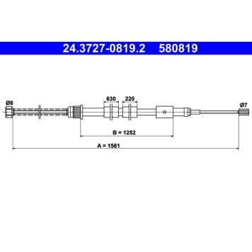2x ATE 24.3727-0819.2 Seilzug, Feststellbremse 2 x 2x ATE 24.3727-0819.2 Seilzug, Feststellbremse 2 x
