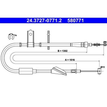ATE 24.3727-0771.2 Seilzug, Feststellbremse ATE 24.3727-0771.2 Seilzug, Feststellbremse