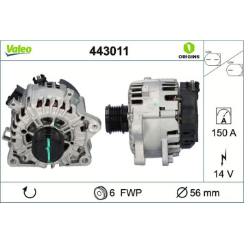 Valeo 443011 Generator ORIGINS - NEW O.E. TECHNOLOGIE Valeo 443011 Generator ORIGINS - NEW O.E. TECHNOLOGIE