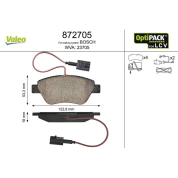 Valeo 872705 Bremsbelagsatz, Scheibenbremse OPTIPACK for LCV