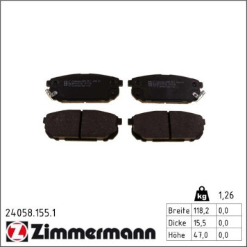 Zimmermann 24058.155.1 Bremsbelagsatz, Scheibenbremse Zimmermann 24058.155.1 Bremsbelagsatz, Scheibenbremse