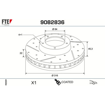 FTE 9082836 Bremsscheibe COATED RANGE