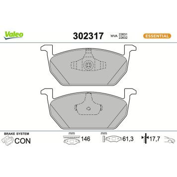 Valeo 302317 Bremsbelagsatz, Scheibenbremse ESSENTIAL Valeo 302317 Bremsbelagsatz, Scheibenbremse ESSENTIAL