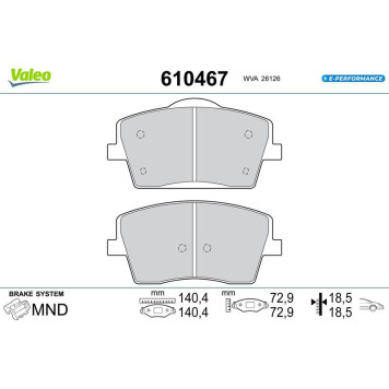 Valeo 610467 Bremsbelagsatz, Scheibenbremse E-PERFORMANCE Valeo 610467 Bremsbelagsatz, Scheibenbremse E-PERFORMANCE