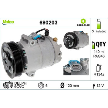 Valeo 690203 Kompressor, Klimaanlage CORE-FLEX