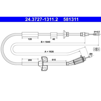 ATE 24.3727-1311.2 Seilzug, Feststellbremse ATE 24.3727-1311.2 Seilzug, Feststellbremse