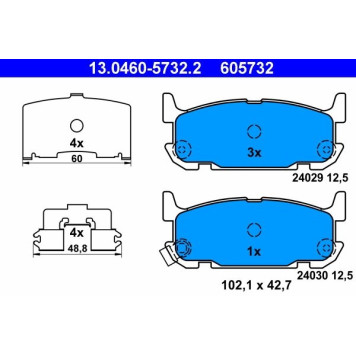 ATE 13.0460-5732.2 Bremsbelagsatz, Scheibenbremse ATE 13.0460-5732.2 Bremsbelagsatz, Scheibenbremse