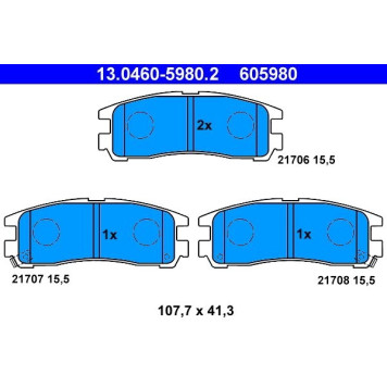 ATE 13.0460-5980.2 Bremsbelagsatz, Scheibenbremse ATE 13.0460-5980.2 Bremsbelagsatz, Scheibenbremse