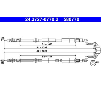 ATE 24.3727-0770.2 Seilzug, Feststellbremse ATE 24.3727-0770.2 Seilzug, Feststellbremse