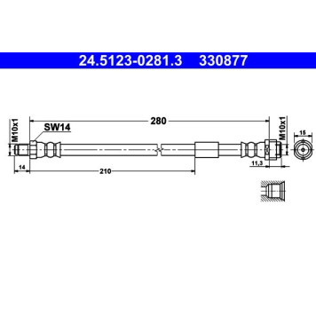 2x ATE 24.5123-0281.3 Bremsschlauch 2 x 2x ATE 24.5123-0281.3 Bremsschlauch 2 x