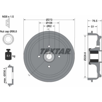 Textar 94037900 Bremstrommel Textar 94037900 Bremstrommel