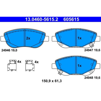 ATE 13.0460-5615.2 Bremsbelagsatz, Scheibenbremse