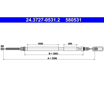 ATE 24.3727-0531.2 Seilzug, Feststellbremse ATE 24.3727-0531.2 Seilzug, Feststellbremse
