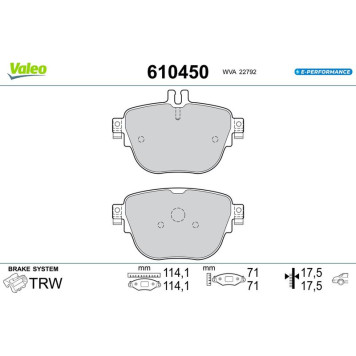 Valeo 610450 Bremsbelagsatz, Scheibenbremse E-PERFORMANCE Valeo 610450 Bremsbelagsatz, Scheibenbremse E-PERFORMANCE