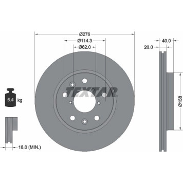 Textar 92204703 Bremsscheibe PRO Textar 92204703 Bremsscheibe PRO