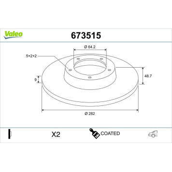 Valeo 673515 Bremsscheibe COATED Valeo 673515 Bremsscheibe COATED
