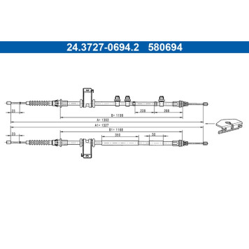 ATE 24.3727-0694.2 Seilzug, Feststellbremse ATE 24.3727-0694.2 Seilzug, Feststellbremse