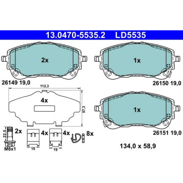 ATE 13.0470-5535.2 Bremsbelagsatz, Scheibenbremse Ceramic ATE 13.0470-5535.2 Bremsbelagsatz, Scheibenbremse Ceramic