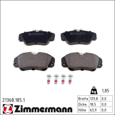 Zimmermann Bremsbelagsatz, Scheibenbremse 21368.185.1