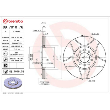 Brembo | Bremsscheibe | 09.7010.76