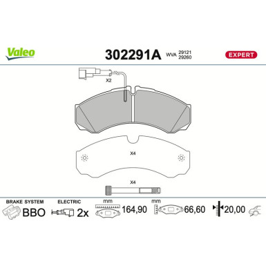 Valeo Bremsbelagsatz, Scheibenbremse EXPERT 302291A