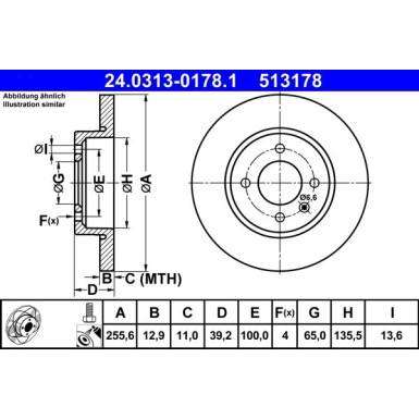 ATE | Bremsensatz, Scheibenbremse | 24.0313-0178.1 + 13.0460-2958.2