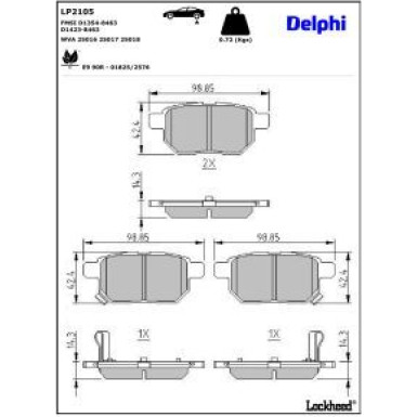 Delphi Bremsbelagsatz, Scheibenbremse LP2105