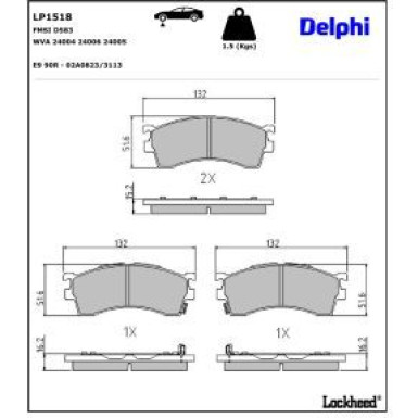 Delphi Bremsbelagsatz, Scheibenbremse LP1518