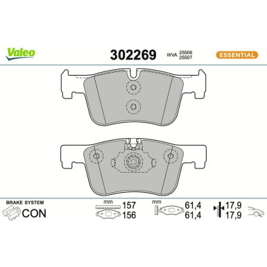 Valeo | Bremsbelagsatz, Scheibenbremse | 302269
