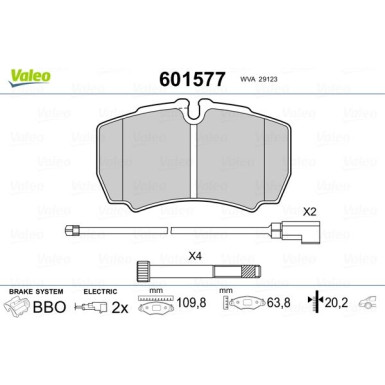 Valeo | Bremsbelagsatz, Scheibenbremse | 601577