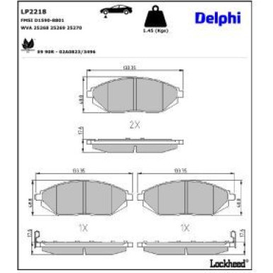 Delphi Bremsbelagsatz, Scheibenbremse LP2218
