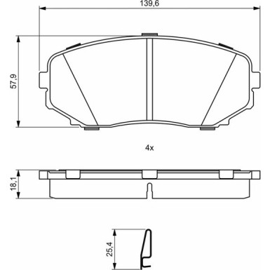 BOSCH Bremsbelagsatz, Scheibenbremse 0 986 494 879