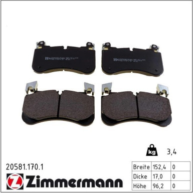 Zimmermann Bremsbelagsatz, Scheibenbremse 20581.170.1