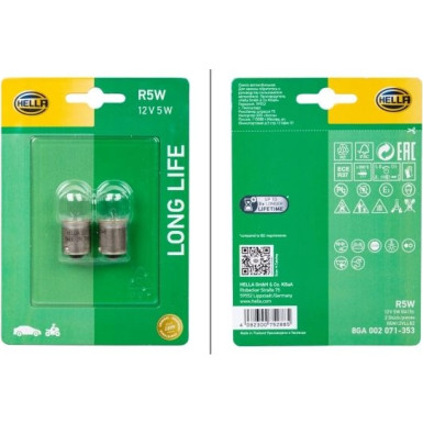 8GA 002 071-353 Glühlampe, Park-/Positionsleuchte LONG LIFE UP TO 3x LONGER LIFETIME