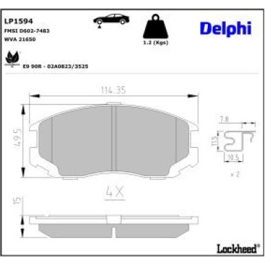 Delphi Bremsbelagsatz, Scheibenbremse LP1594