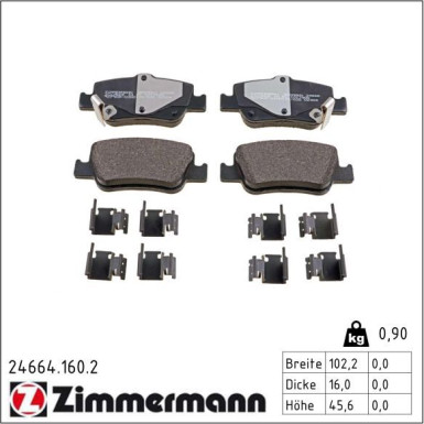 Zimmermann Bremsbelagsatz, Scheibenbremse 24664.160.2