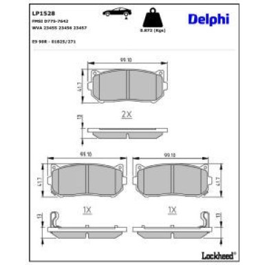 Delphi Bremsbelagsatz, Scheibenbremse LP1528