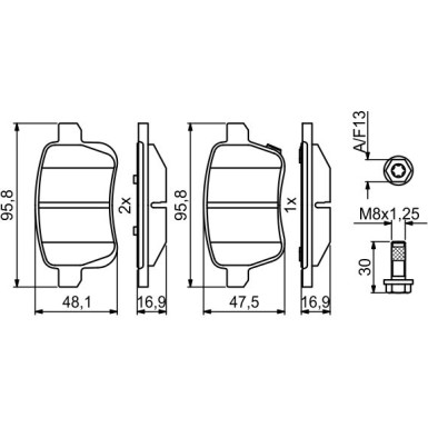0 986 494 825 Bremsbelagsatz, Scheibenbremse
