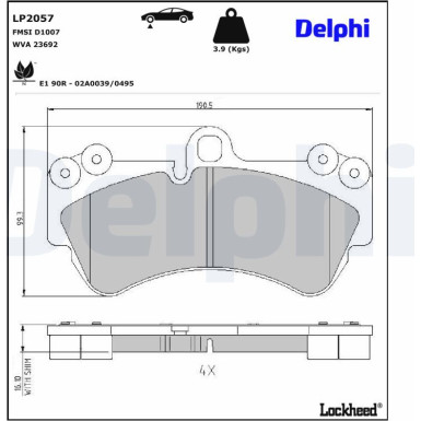 Delphi | Bremsbelagsatz, Scheibenbremse | LP2057