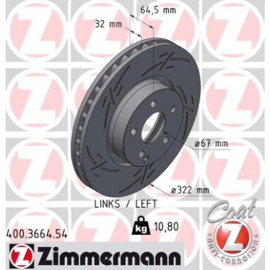 Zimmermann | Bremsscheibe | 400.3664.54