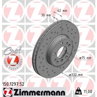 Zimmermann Bremsscheibe SPORT Z 150.1297.52