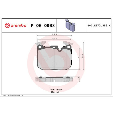 Brembo Bremsbelagsatz, Scheibenbremse XTRA LINE P 06 096X