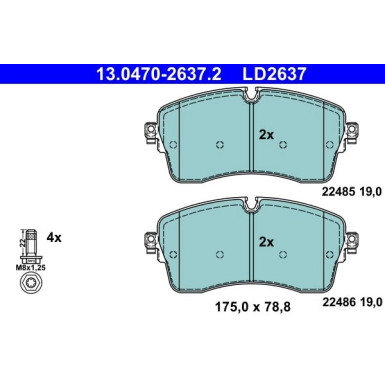 Bremsbelagsatz, Scheibenbremse ATE Ceramic 13.0470-2637.2