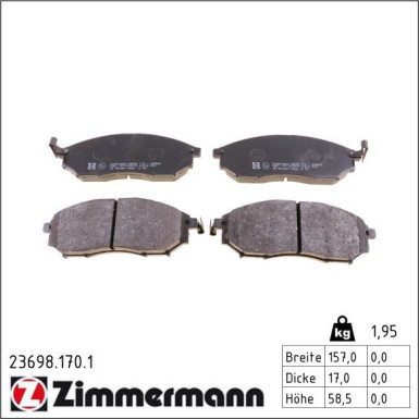 Zimmermann Bremsbelagsatz, Scheibenbremse 23698.170.1