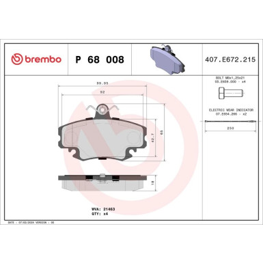 Brembo Bremsbelagsatz, Scheibenbremse PRIME LINE P 68 008