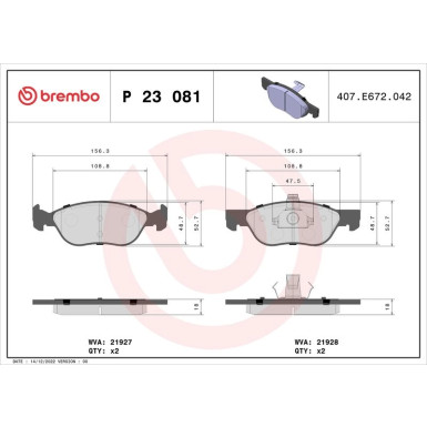 Brembo Bremsbelagsatz, Scheibenbremse PRIME LINE P 23 081